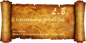 Lichtenberg Balázs névjegykártya